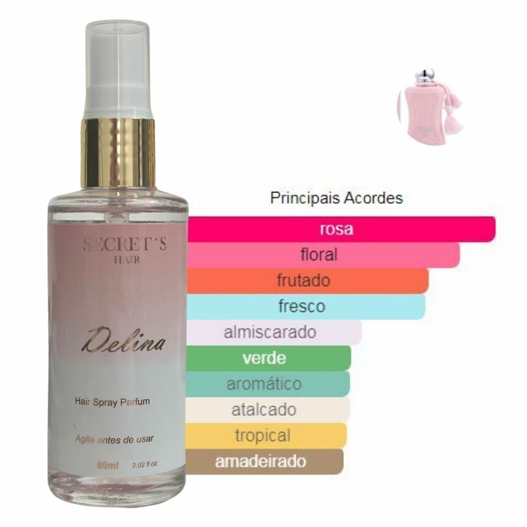 Perfume de Cabelo Bifásico Secrets Hair- inspirado no Delina 60ml