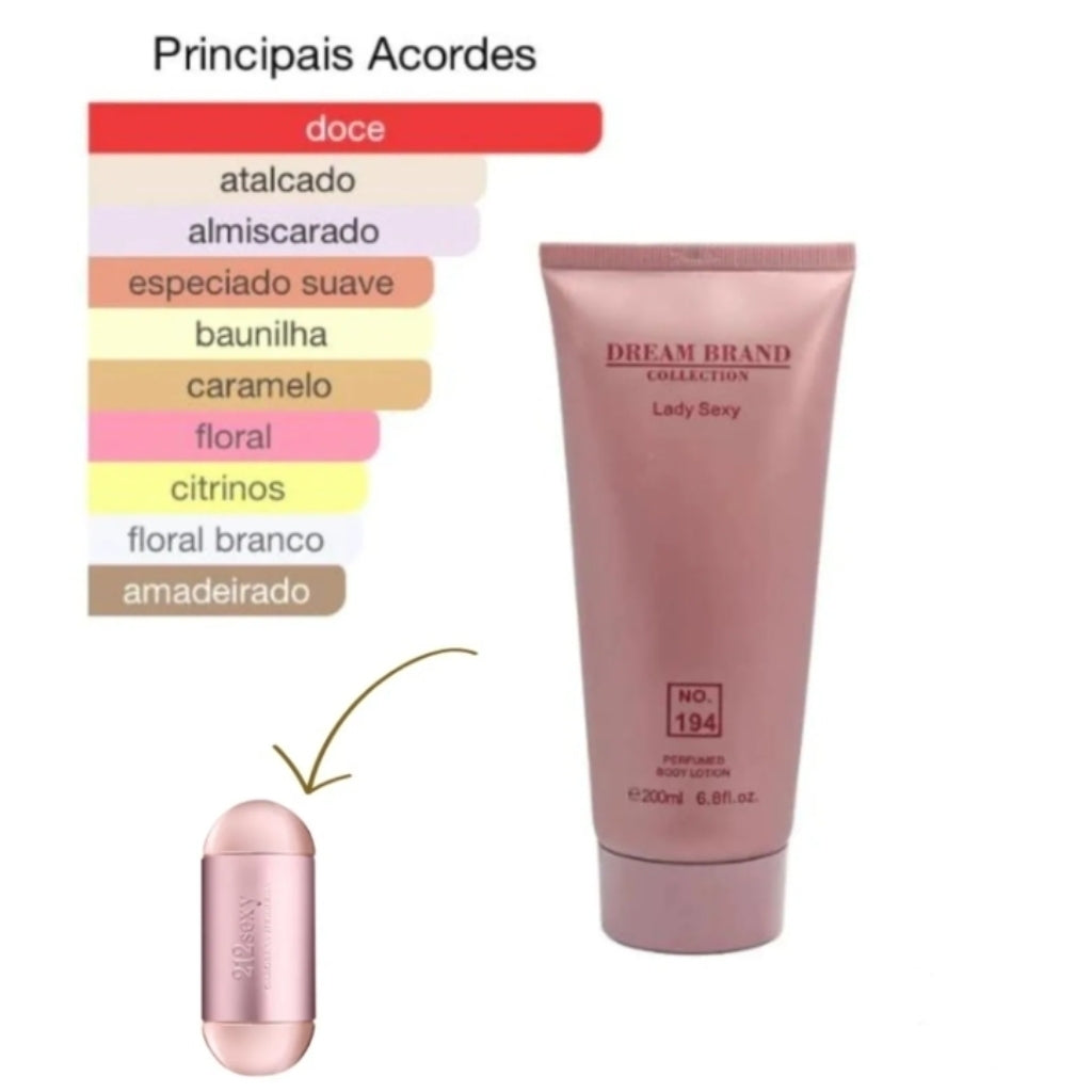 Creme Hidratante Corporal Brand Collection 194 - inspirado no 212 Sexy