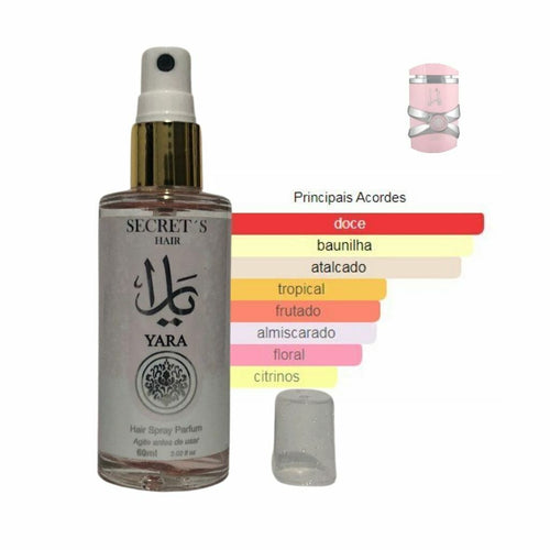 Perfume de Cabelo Bifásico Secrets Hair- inspirado no Yara 60ml