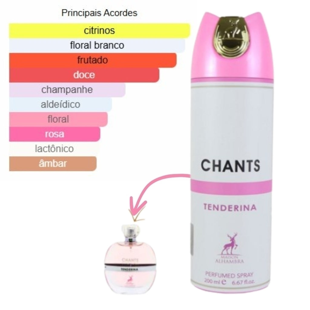 Perfume Árabe em Spray Feminino Chants Tenderina 200ml - Maison Alhambra