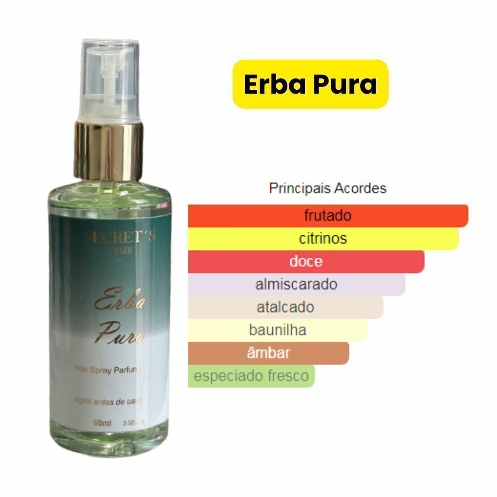 Perfume de Cabelo Bifásico Secrets Hair- inspirado no Erba Pura