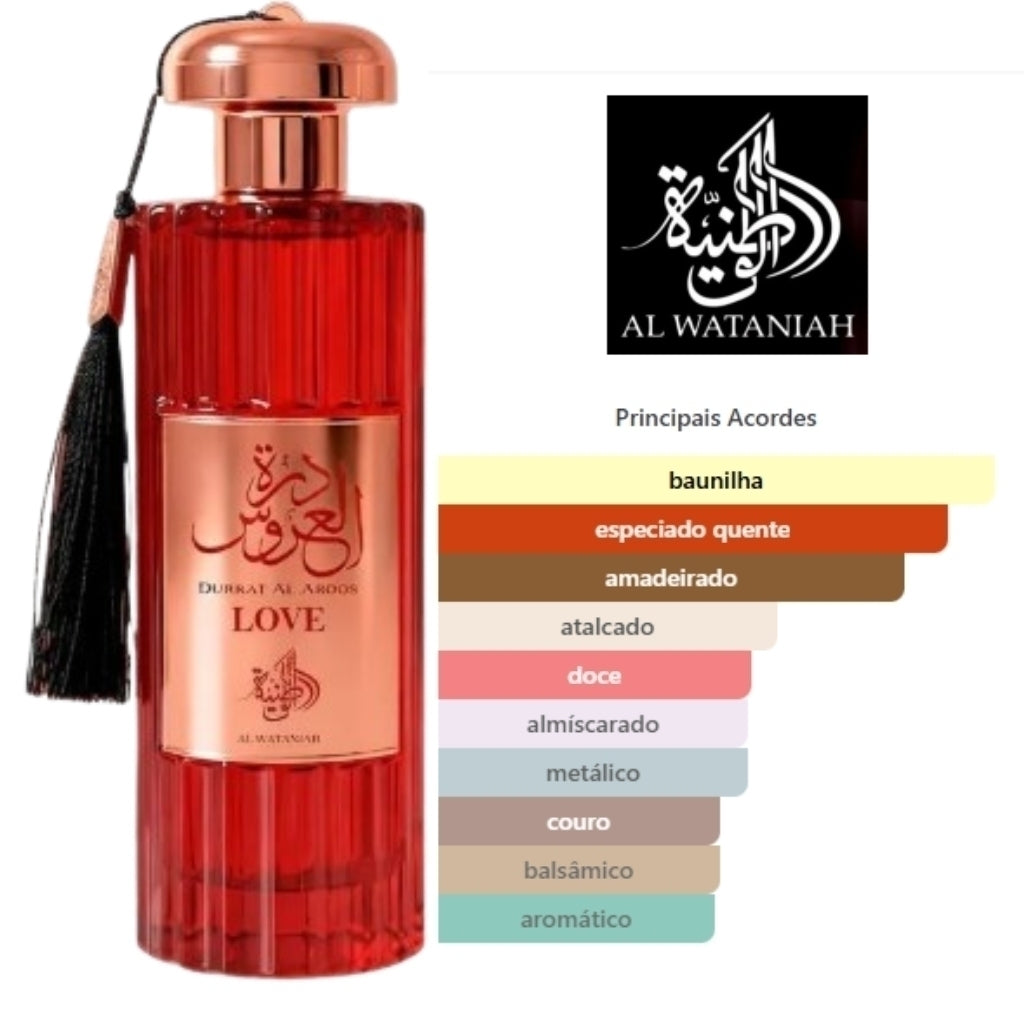 Perfume Árabe Feminino Durrat Love 100ml Original Al Aroos Alta Fixação