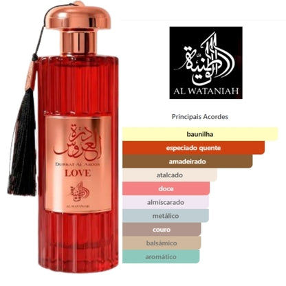 Perfume Árabe Feminino Durrat Love 100ml Original Al Aroos Alta Fixação