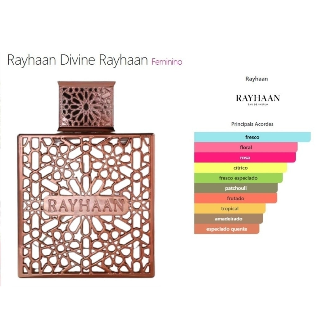 Perfume Árabe Feminino Rayhaan Divine – Eau de Parfum 100ml