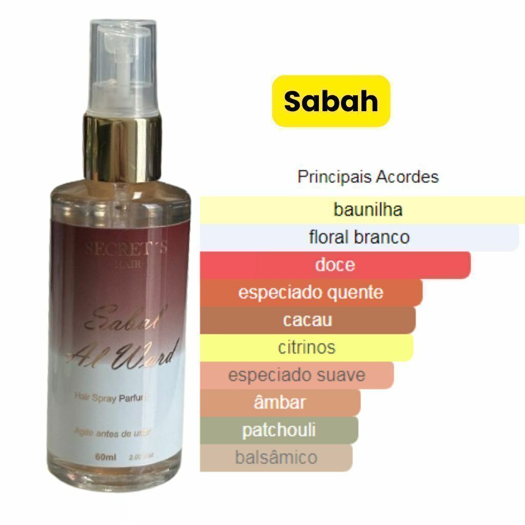 Perfume de Cabelo Bifásico Secrets Hair- inmspirado no Sabah Al Award