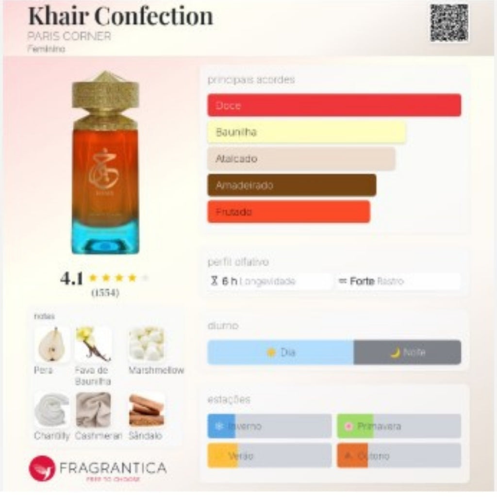 Perfume Árabe Khair Confection – Paris Corner 100ml Original Lacrado