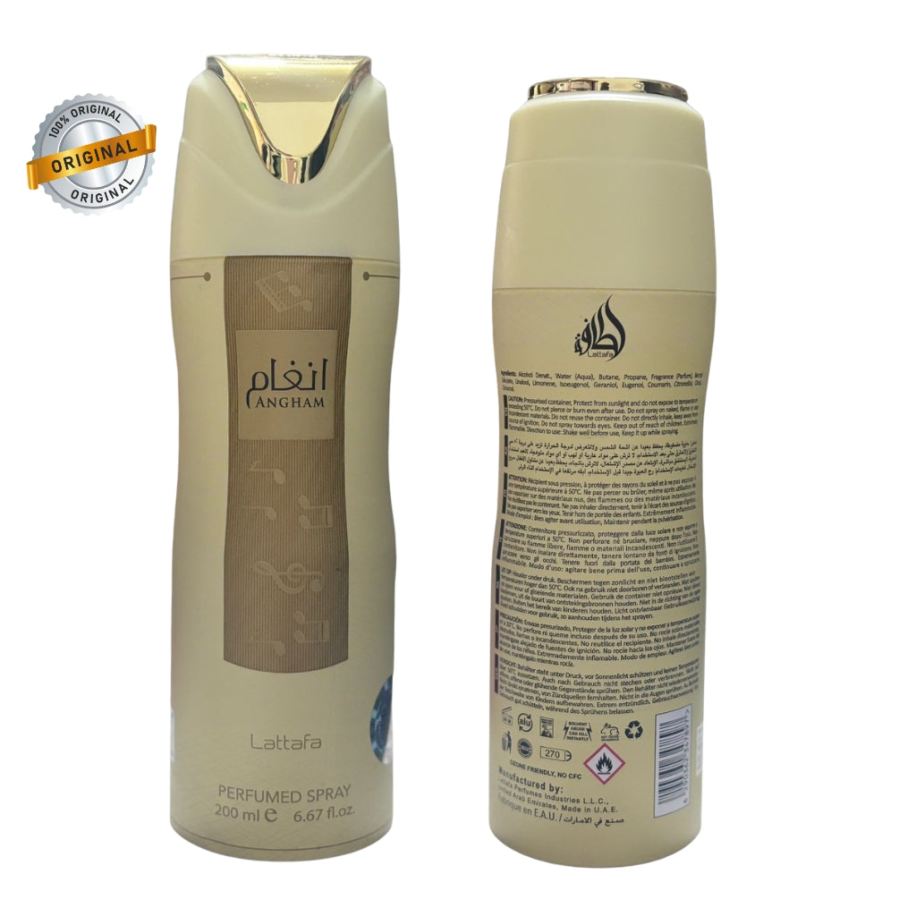 Perfume Árabe Angham Lattafa 200ml Body Spray Original