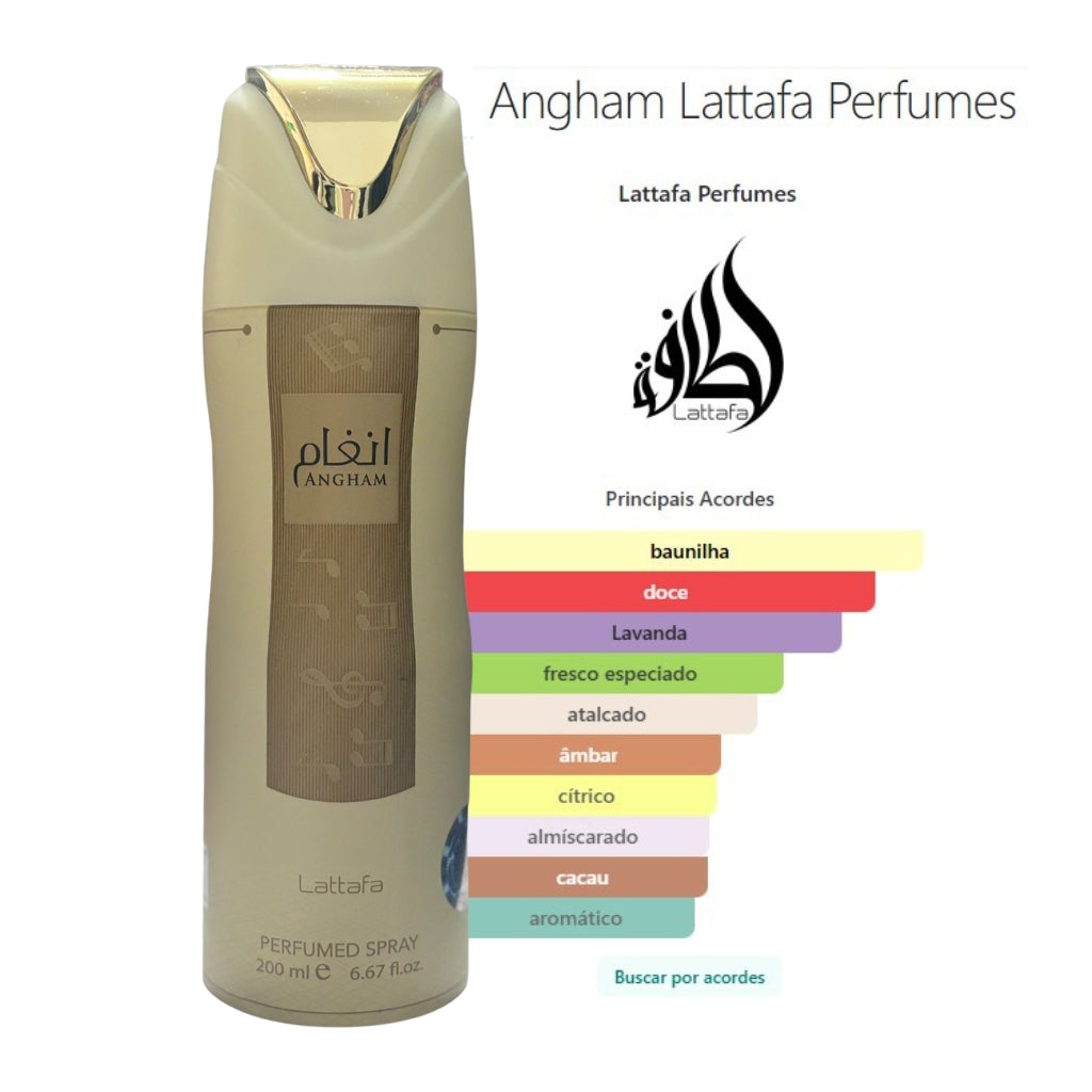 Perfume Árabe Angham Lattafa 200ml Body Spray Original