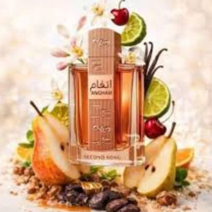 Perfume Árabe Angham Second Song Lattafa 100ml Eau de Parfum Feminino Doce Cremoso Ambarado Alta Fixação