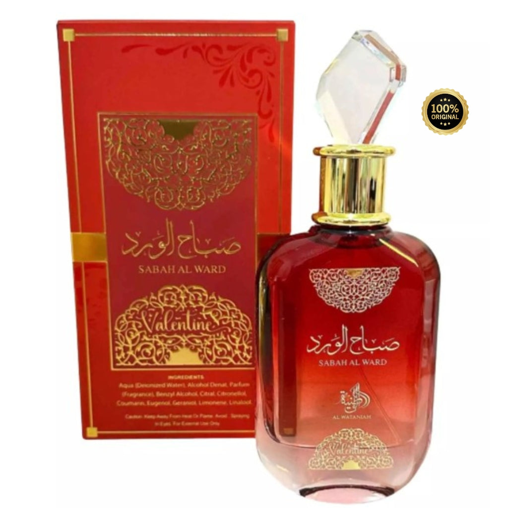 🔥 Perfume Árabe Sabah Al Ward Valentine Al Wataniah 100ml Eau de Parfum Feminino Floral Doce Romântico Alta Fixação
